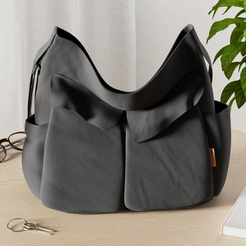 yaucher Store Canvas Messenger Bag Large Hobo Crossbody Bag with Multiple Pockets Casual Shoulder Tote Bag for Women and Men - Image 1